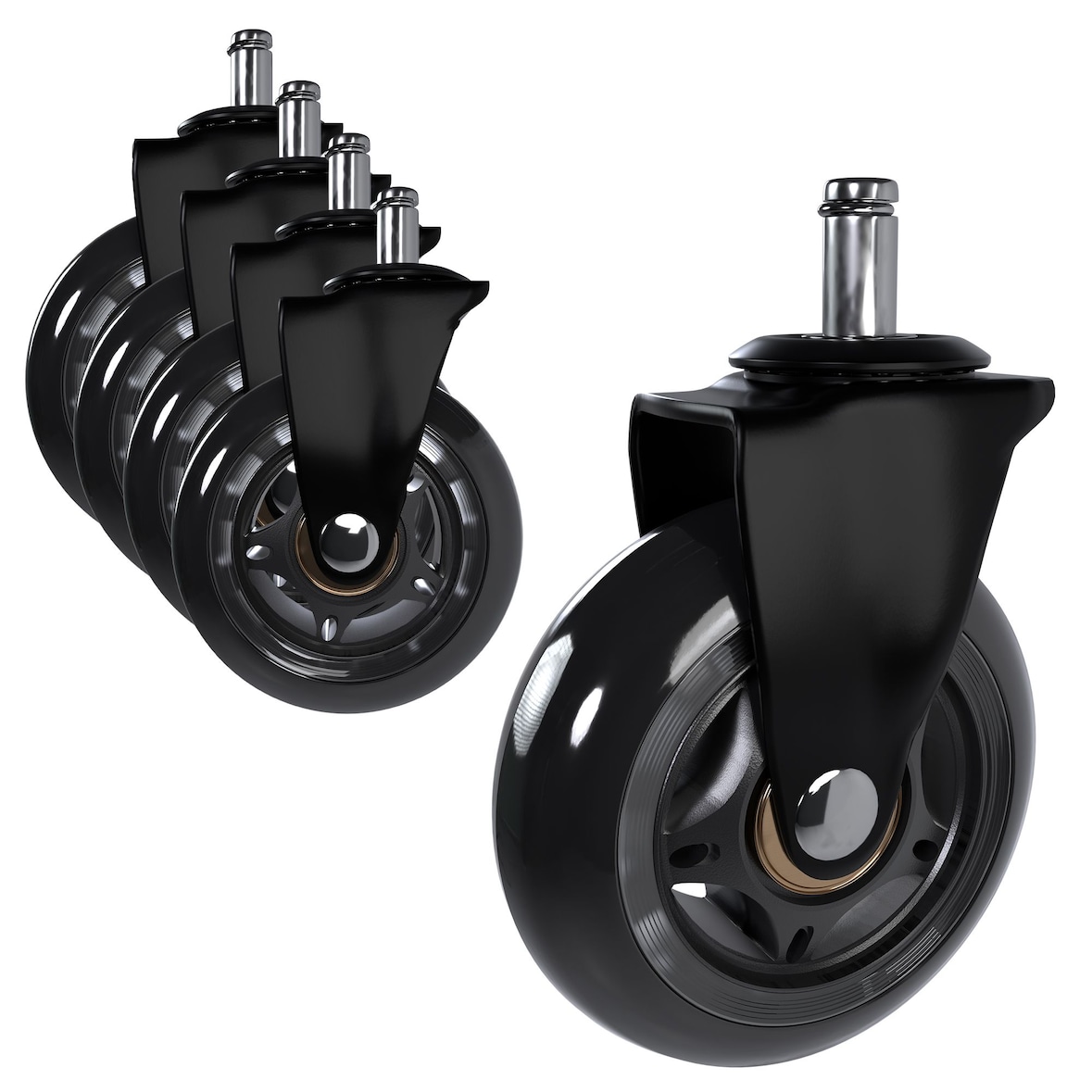 Lot de 5 roulettes pour sols durs Noir