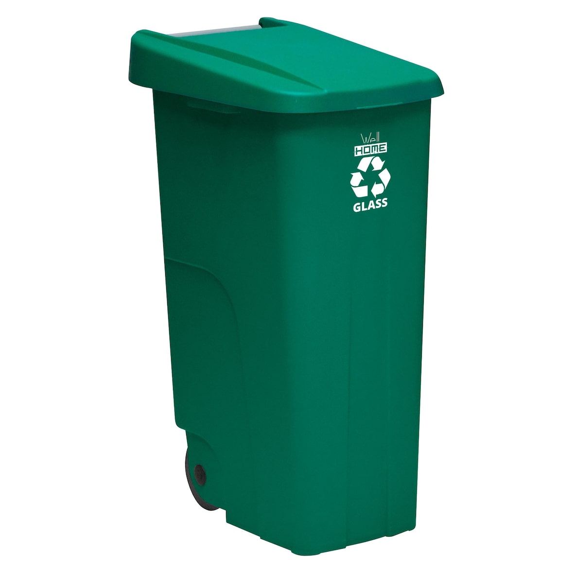 WellHome - Cubo de Basura 110L con Ruedas, Ideal para Reciclaje de Vidrio