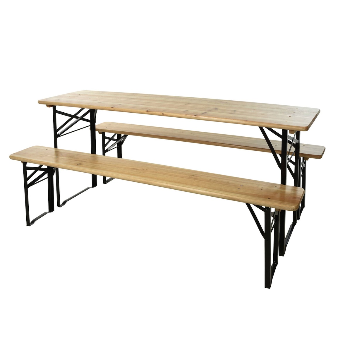 WellHome - Tuintafelset van 100% dennenhout met metalen poten