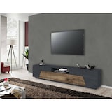 thumbnail of Dmora Fernsehschrank Jacopo, Niedriges Sideboard für Wohnzimmer, Sockel für TV-Möbel, 100 % Made in Italy, cm 220x43h46, Schiefer und Ahorn