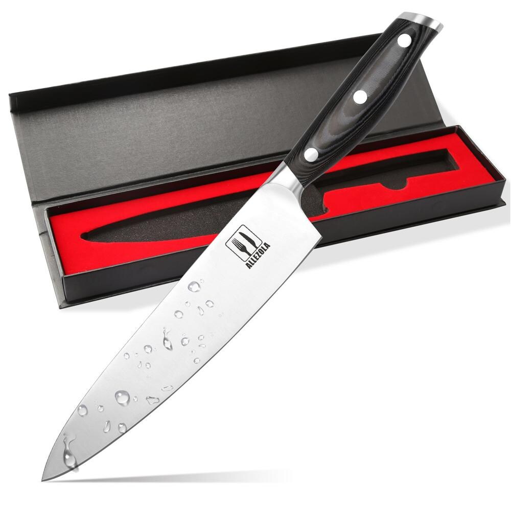 Allezola Profi Kochmesser 7,5 Zoll – Deutscher 4116 Hochkohlenstoff-Edelstahl – Ultra-scharfe Klinge – Ergonomischer Micarta-Holzgriff – Geschenkbox