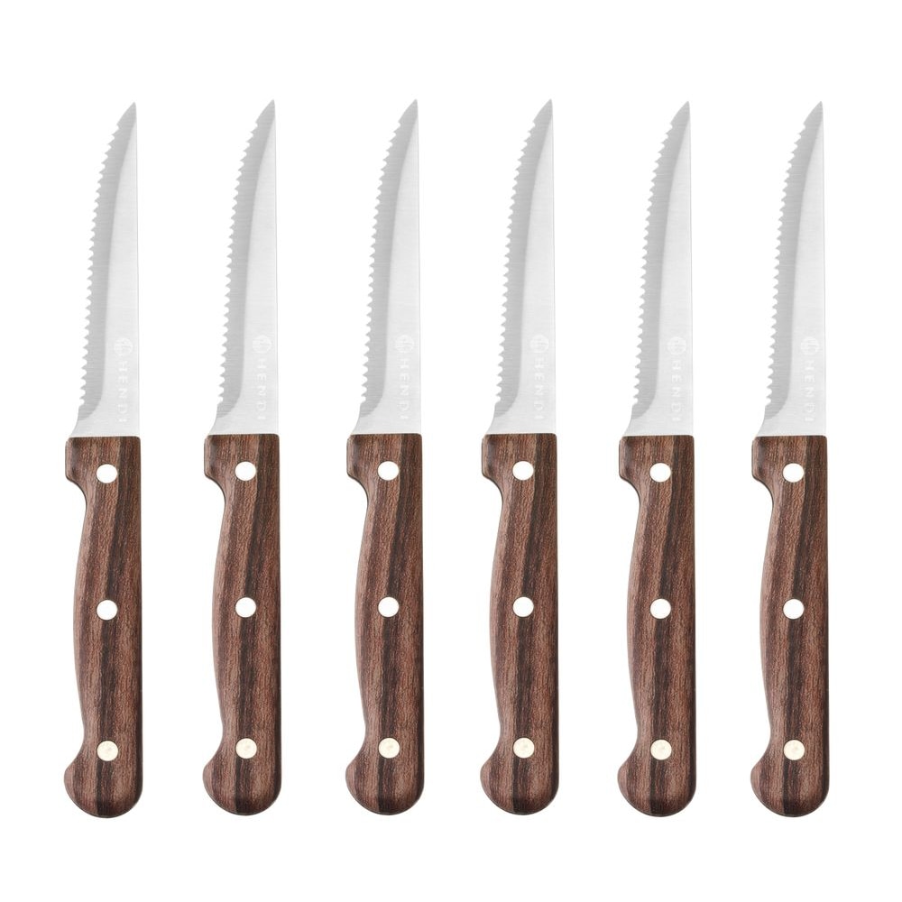 Couteau steak - 6 pièces, HENDI, Profi Line, Brun, 6 u., (L)210mm