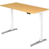 thumbnail of Sitz-Steh-Schreibtisch elektrisch 160x80cm Buche/Weiß-alu