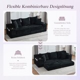thumbnail of Merax 2-Sitzer-Sofa mit beidseitigen Taschen & Getränkehaltern, Schlafsofa nutzbar, Corduroy, Schwarz