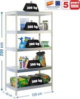 thumbnail of SimonRack Estantería Industrial, 2000x1200x450 mm, 300 kg de Punto Flexión, 5 Estantes Metálicos, Estantería Garaje, Galvanizado - Bricoforte
