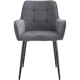 thumbnail of Lote de 2 sillas de comedor de terciopelo Ferndale Gris oscuro