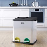 thumbnail of WellHome - Caixote do lixo ecológico 16 litros com 3 compartimentos (2x8L), cor Prateada - 31x26,5x39,5cm