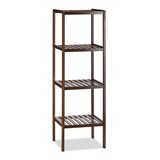 thumbnail of Relaxdays Bambus Badregal mit 4 Ablageflächen, HxBxT: 110 x 34,5 x 33 cm, hohes Standregal, Holzregal, dunkelbraun
