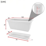 thumbnail of Macetero rectangular de plástico de 80 cm para plantas y flores con jardinera de exterior blanca, resistente a los rayos UV, fabricado en Italia.