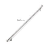 thumbnail of Relaxdays Handlauf, 304er Edelstahl, matt, rundes Treppengeländer, innen & außen, 200 cm, Ø 42 mm, mit Halterung, silber