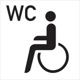 thumbnail of WC-Schild, WC + Piktogramm Barrierefrei - 300x300 mm Folie selbstklebend
