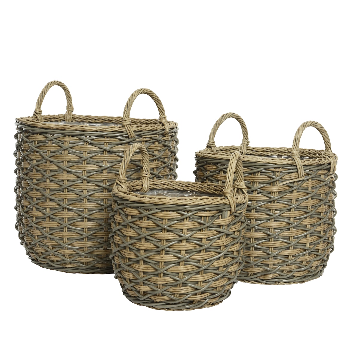 3 Blumentöpfe Pflanzenkübel 36-48cm Outdoor Plastik braun - Große Blumentöpfe Blumenkübel Pflanzkübel - Deko Garten - Pflanzgefäß aussen - Plant Pot