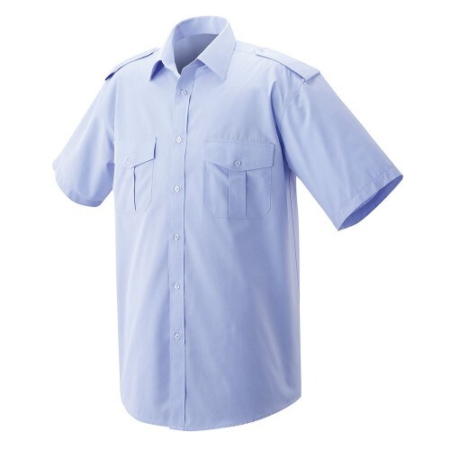 407 - Pilotenhemd halbarm : light blue 60% Baumwolle 40% Polyester 120 g/m² 46