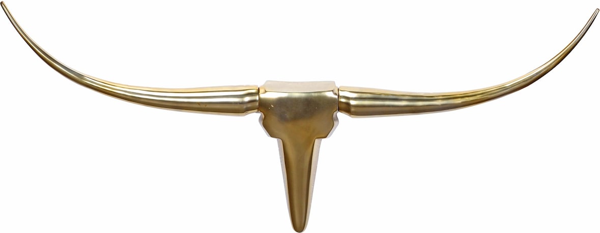 Deko Geweih Bull M WL1.392 Gold 100 cm Aluminium Design Hörner, Wanddekoration Stierkopf Horn Modern, Wandskulptur Geweih-Jagdtrophäe Metall,
