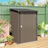 thumbnail of Cobertizo de jardín 0,92 m² 100x103x160 cm caseta de jardín metálica con 1 puerta y cerradura para almacenamiento de herramientas marrón