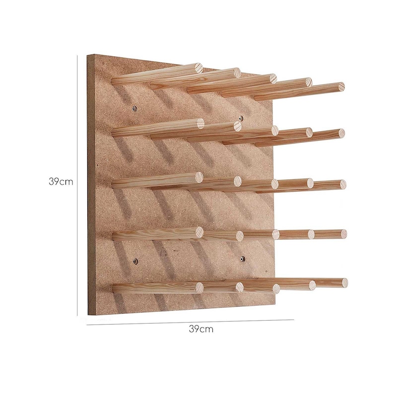 Portabottiglie da parete 50x120h cm in metallo nero e legno noce - Holoc