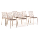 thumbnail of Lot de 6 chaises en polypropylène avec coussin, empilables, design moderne pour cuisine, salle à manger, bar ou restaurant – Anna – Crème/Taupe