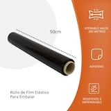 thumbnail of OFITURIA Film Negro Para Embalar 50 Cm y estirable hasta 300 Metros De Longitud, Rollo De Film Elástico Manual Para Embalaje Industrial (6 rollos)