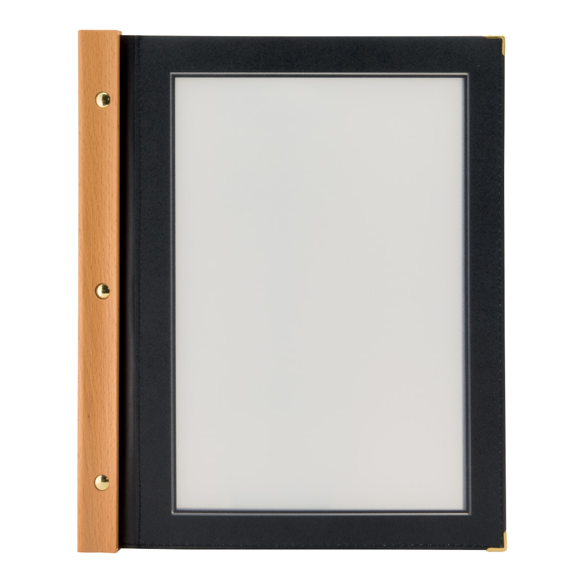 Securit® Menú A4 "Wood" - Negro - 4 vistas