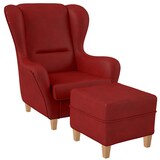 thumbnail of Supellex Sofia Ohrensessel mit Hocker | Design Kunstleder Milano Rot