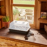 thumbnail of OSLO Zimmergewächshaus 38x24x18 cm, Anzuchtschale aus Polypropylen lebensmittelecht in anthrazit, Haube aus Polypropylen in transparent