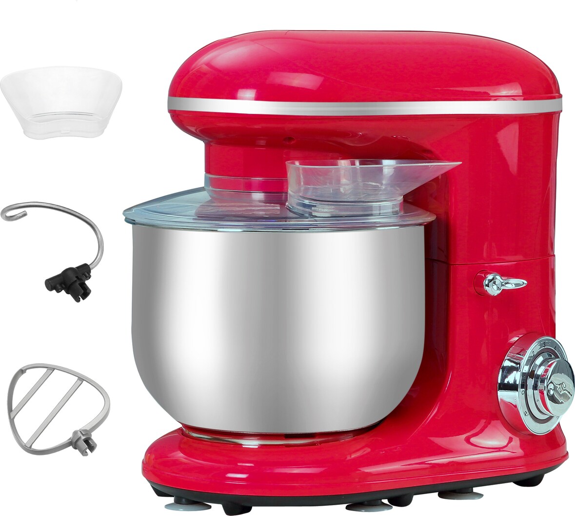 HOMCOM Batidora Amasadora para Repostería 1200W Robot de Cocina con 6 Velocidades Bol de Acero Inoxidable de 5,5 L y 3 Accesorios Incluidos 37x23x37cm