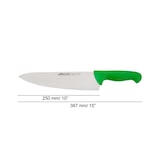 thumbnail of Arcos Cuchillo Cocinero Ancho, Hoja de Acero Inoxidable NITRUM de 250 mm, Mango inyectado en Polipropileno, Color verde