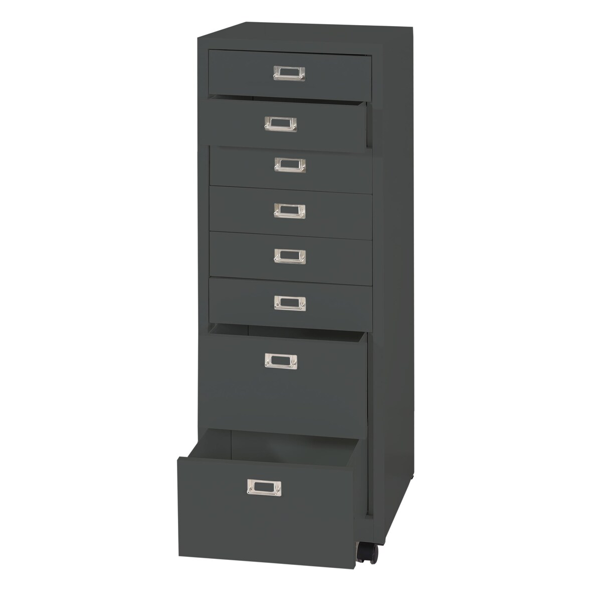 Rollcontainer | HxBxT 115x40x41 cm | Metall 8 Schubladen | Dunkelgrau | Schubladenschrank Stahlschrank Aktenschrank