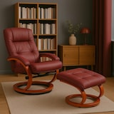 thumbnail of BERLINLODGE Massage-Fernsehsessel inkl. Fußhocker bequem und gemütlich, HxBxT 98x66x89 cm, Massagefunktion, Kunstleder, Bordeaux