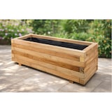 thumbnail of Jardinera rectangular de madera de pino tratada exterior 120x50x42 cm marrón 179 L
