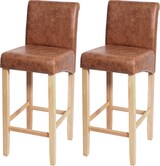 thumbnail of 2er-Set Barhocker gepolstert mit Lehne | Sitzhöhe 75cm | Holz | Wildlederimitat | helle Beine | Stoff/Textil | Barstuhl Tresenhocker