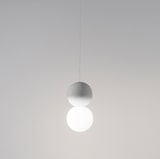 thumbnail of Sfera - Einzelne Pendelleuchte mit hellgrauer Betonkugel und Opalglas - 1XG9 max 1X7W, weißer Rahmen, IP20