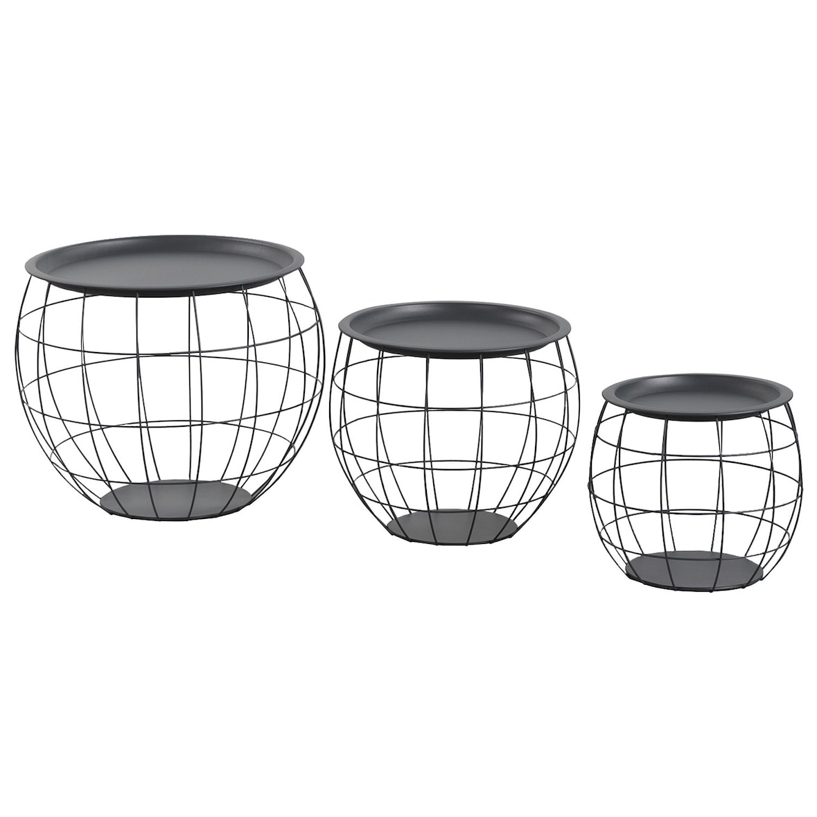 Kit 3 Mesitas de Centro Redondas Baloon Thinia Home Gris