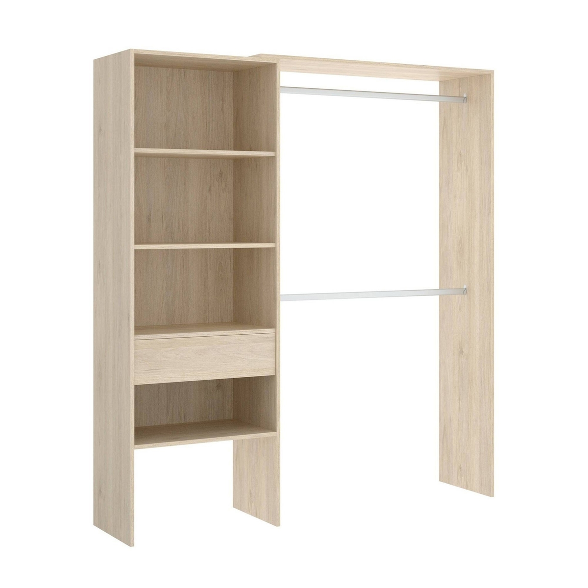 Dmora Kleiderschrank Lhotse, Struktur für begehbaren Kleiderschrank, offene Garderobe, 160 x 40 x 187 cm, Eiche