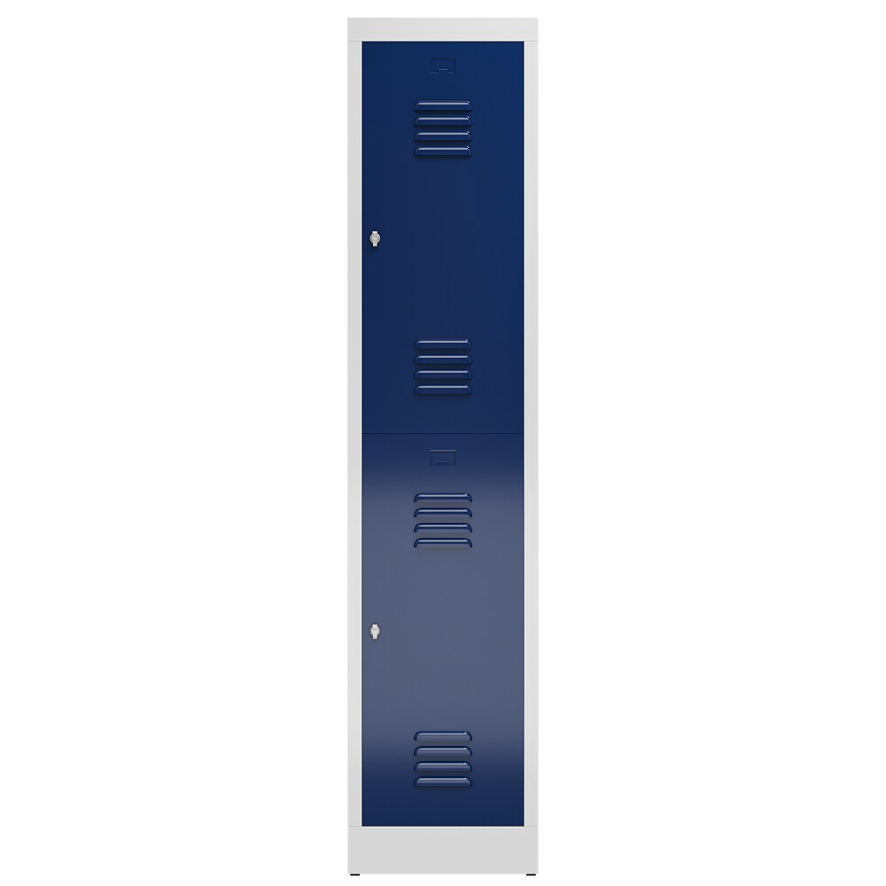 ClassiX Garderobenschrank, 1 Abteil doppelstöckig, 1800 x 415 x 500 mm, lichtgrau/enzianblau