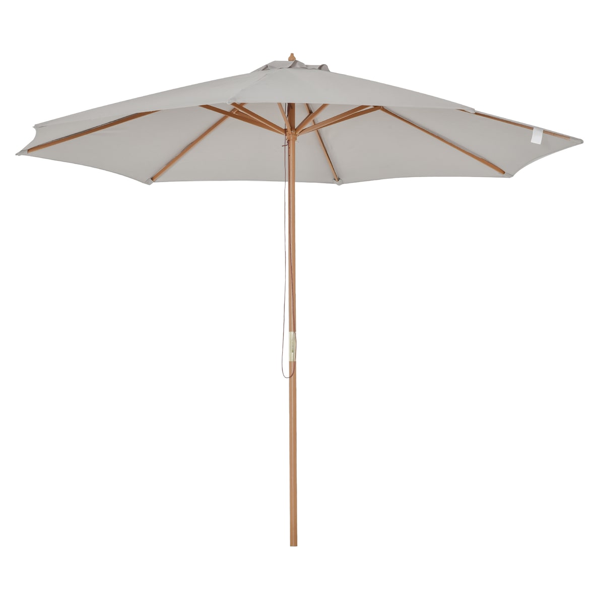 Sombrilla Parasol de Jardín Ø300x250 cm con Sistema de Pestillo de Fijación Techo Ventilado y Poste Desmontable de Madera para Terraza Patio Exterior