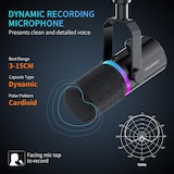 thumbnail of Microphone Dynamique Pour Podcasting Enregistrement Gaming Streaming Noir YONIS