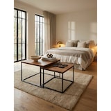 thumbnail of Industrie-Stil Wohnzimmertisch 2er Set, Holz & Metall, Quadratisch. 60x60x46 cm | Kadima Design