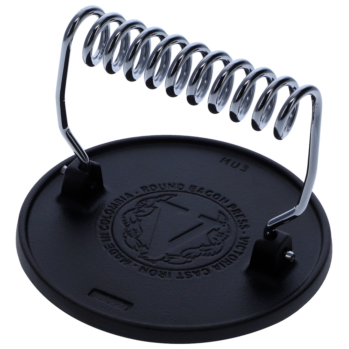 Victoria Prensa Hamburguesas Smash Burger Hierro Fundido Curado 16,5cm Aplastador Carne para Barbacoa, VIC-34641, Negro