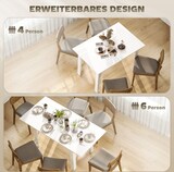 thumbnail of Ausziehbarer Esstisch 160x80x78 cm Hochglanz Weiß mit Schmetterlingsmechanismus platzsparender Einlegeplatte MDF stabil pflegeleicht