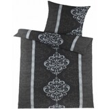 thumbnail of 2-tlg. Soft Seersucker Bettwäsche 135x200 +80x80cm, Ornamente, schwarz-grau, bügelfrei