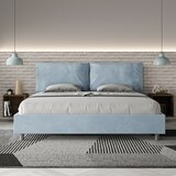 thumbnail of Letto matrimoniale king size senza rete imbottito 200x200 microfibra azzurro Antea Large