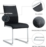 thumbnail of Esszimmerstuhl Schwarz 95x48x42 cm mit ergonomischer hoher Rückenlehne, PU Kunstleder + Leinen Bezug, gepolsterter Sitz, Metallgestell, bodenschonend