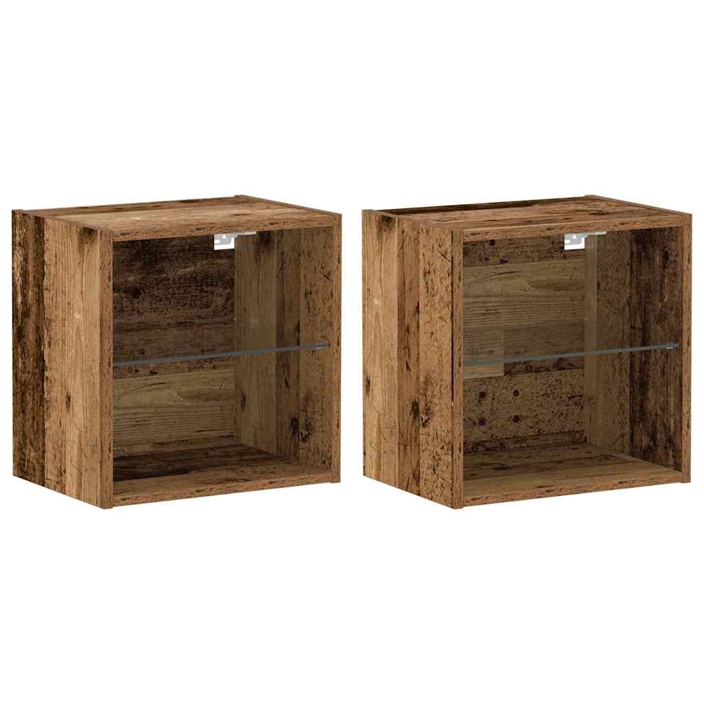 vidaXL Schwimmendes Regal mit LED-Licht 2 pcs Braun 40 x 28,5 x 40 cm