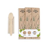 thumbnail of BIOZOYG 500 Stück Einweg-Besteck-Set Partybesteck Biobesteck kompostierbar, Holzbesteck Holzlöffel bestehend aus Einweglöffel und Recycling-Serviette