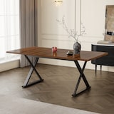 thumbnail of Merax Esstisch 180x90 cm, für 6–8 Personen, rechteckig, moderner Esszimmertisch mit Metallbeinen, Walnussoptik/Schwarz