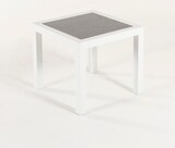 thumbnail of Mesa auxiliar de jardín, Tamaño: 50x50x45 cm, Aluminio reforzado color blanco, Tablero de cristal templado estilo cerámica
