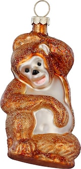 thumbnail of Christbaumschmuck Glas 8cm Affe Figur Handbemalt Weihnachtsbaum Anhänger Weihnachten Christbaumanhänger Weihnachtsbaumschmuck Zoo Tiere Hellbraun