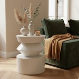 thumbnail of Table basse bout de canapé effet laqué ivoire diam 40 cm