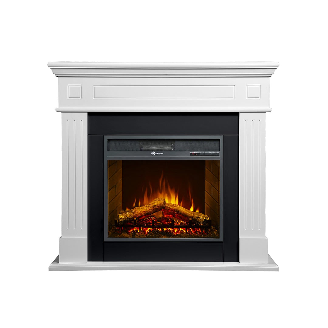 Camino elettrico caminetto da terra CAMBRIDGE in legno Bianco 110x25x95h